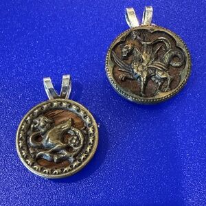 Set of Two Victorian Button Pendants
